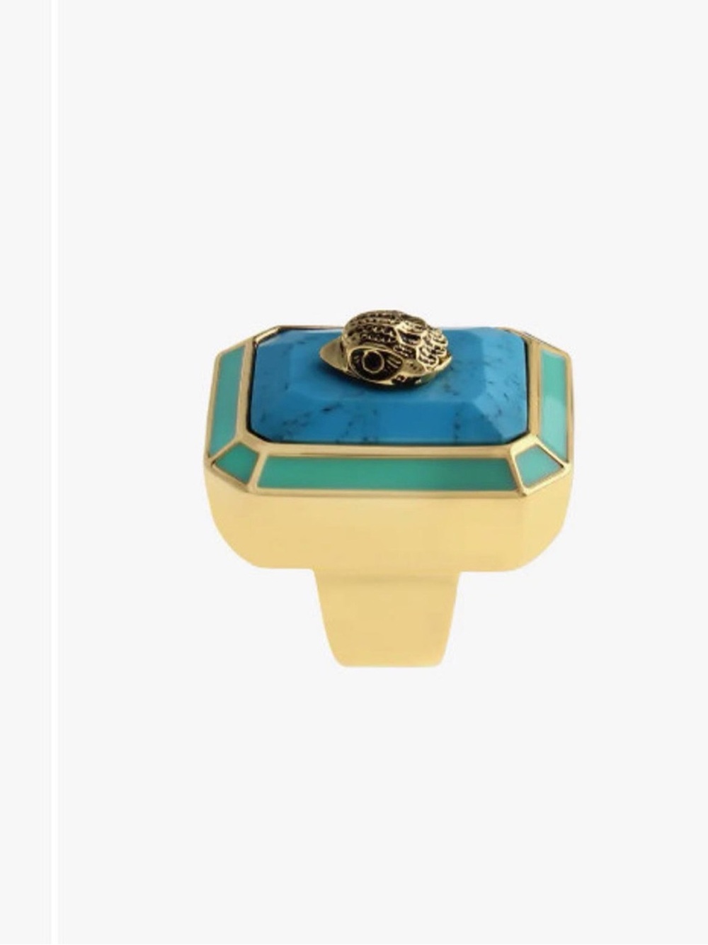 Kurt Geiger Gold-Tone Ring with Mint Enamel & Turquoise Stone - Picture 6 of 7